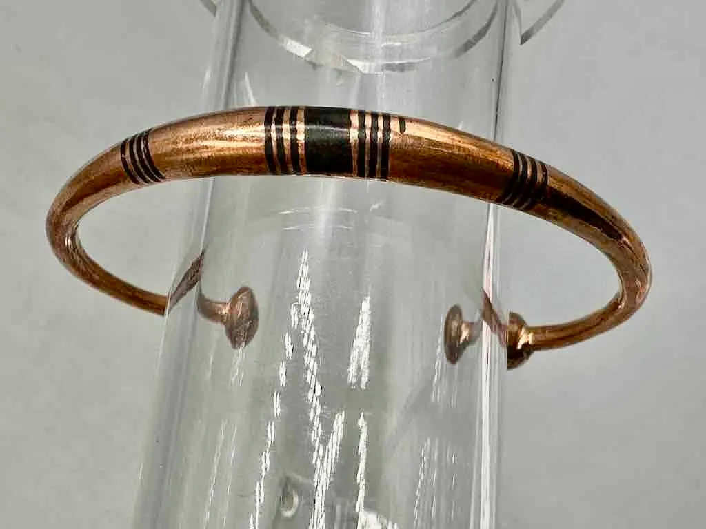 Tuareg Single Bar Multiple Stripe Inlay Copper Bracelet