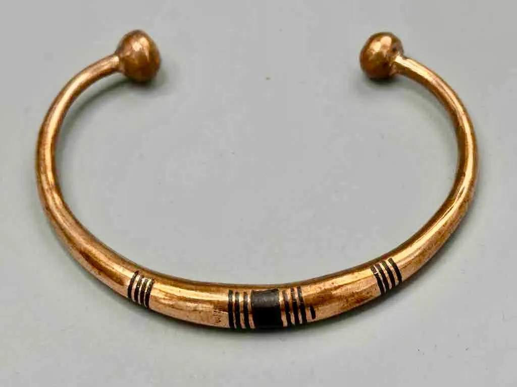 Tuareg Single Bar Multiple Stripe Inlay Copper Bracelet