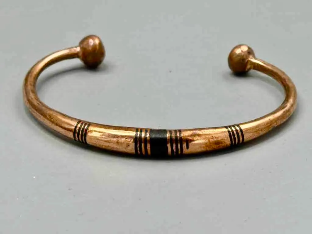 Tuareg Single Bar Multiple Stripe Inlay Copper Bracelet