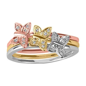 White Yellow Rose Gold Stackable Rings